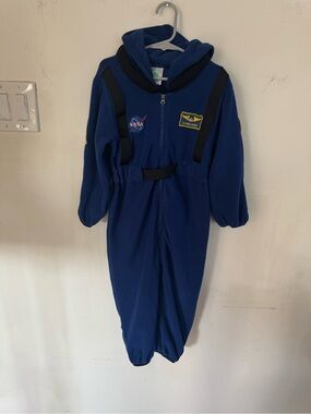 NASA Kids Blue Hooded Fleece Pajama Jumpsuit